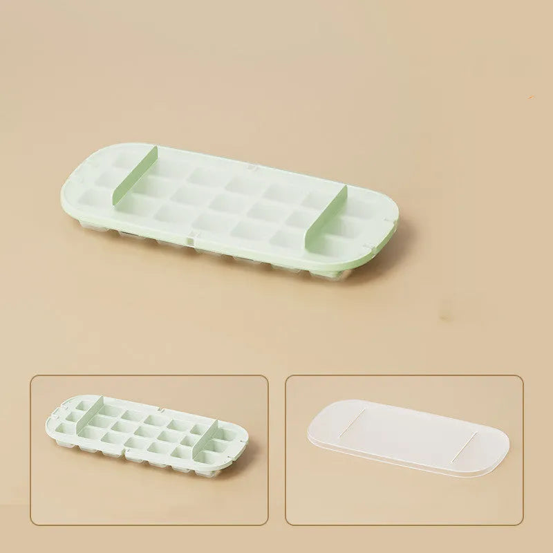 Food grade high-capacity ice cube tray in chosen colour with ice grid and storage for shovel.
