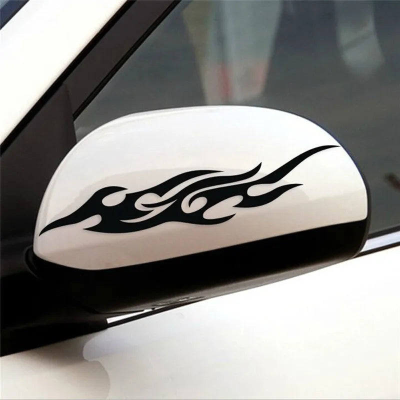 Flame pattern reflective car bumper sticker in black on a car rear bumper
