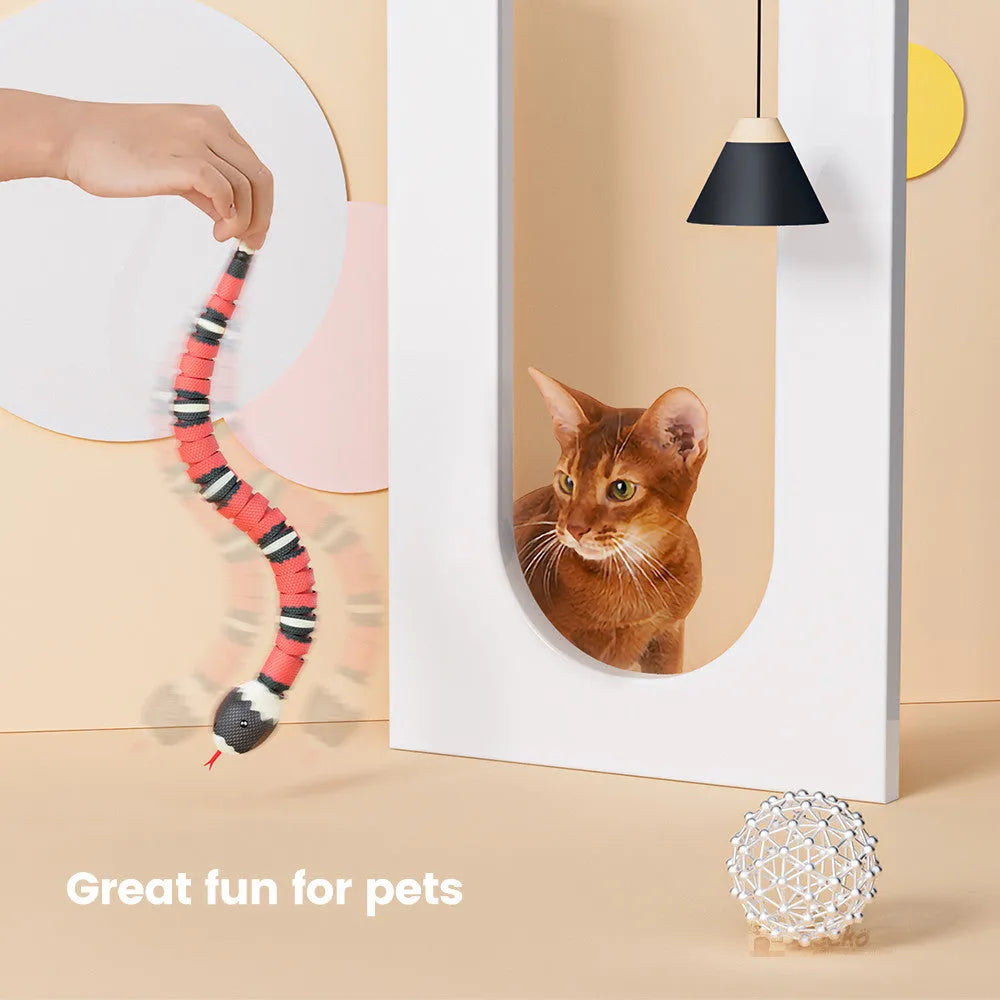 Tricky interactive sleeping electric induction snake toy, 40cm plastic, snake colour, realistic movement prank toy