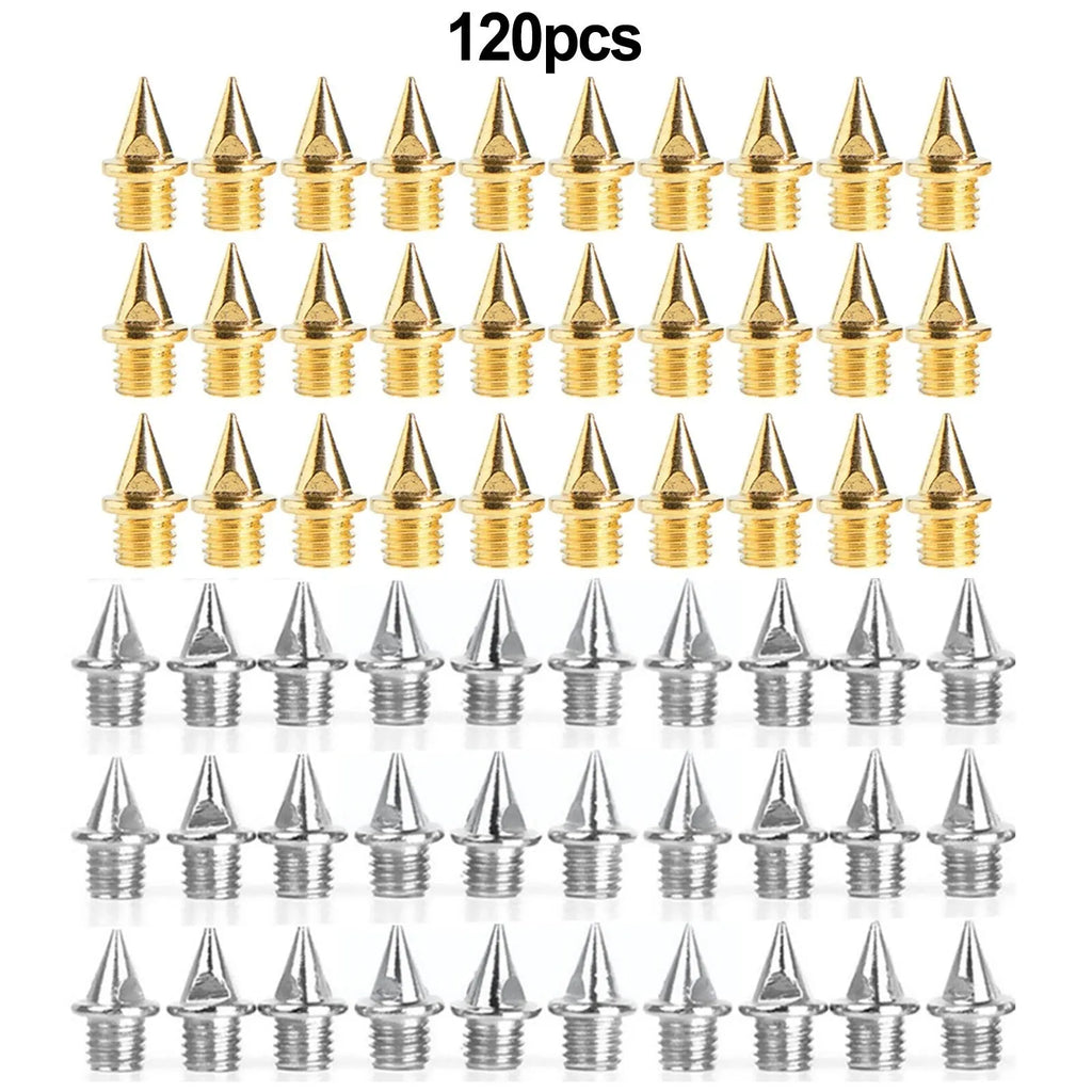 120-piece pack of gold and silver steel track and field running spikes