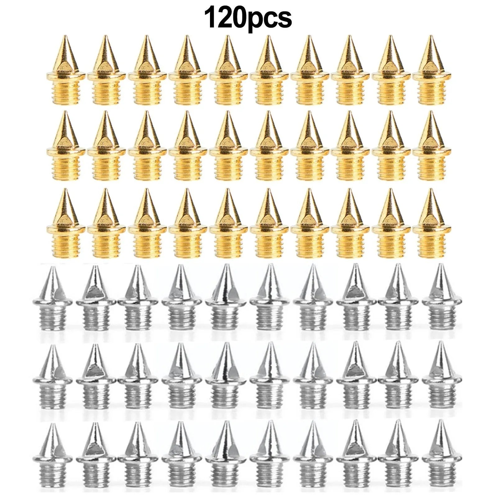 120-piece pack of gold and silver steel track and field running spikes