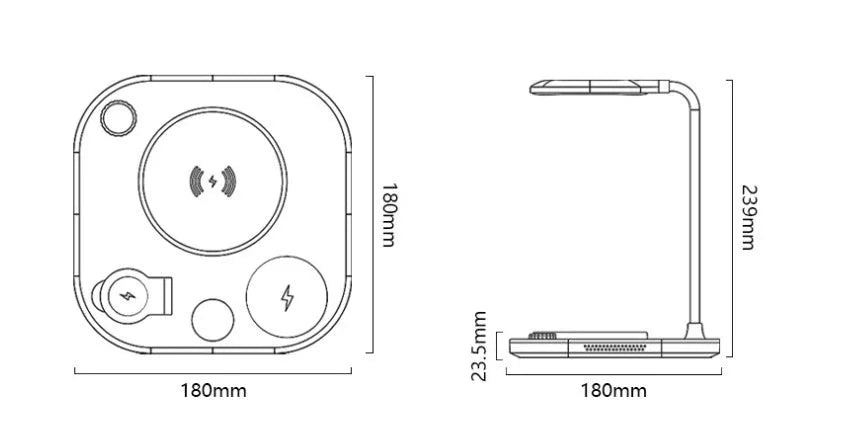 Three-in-one wireless magnetic charging desk lamp with 15W fast charging capability