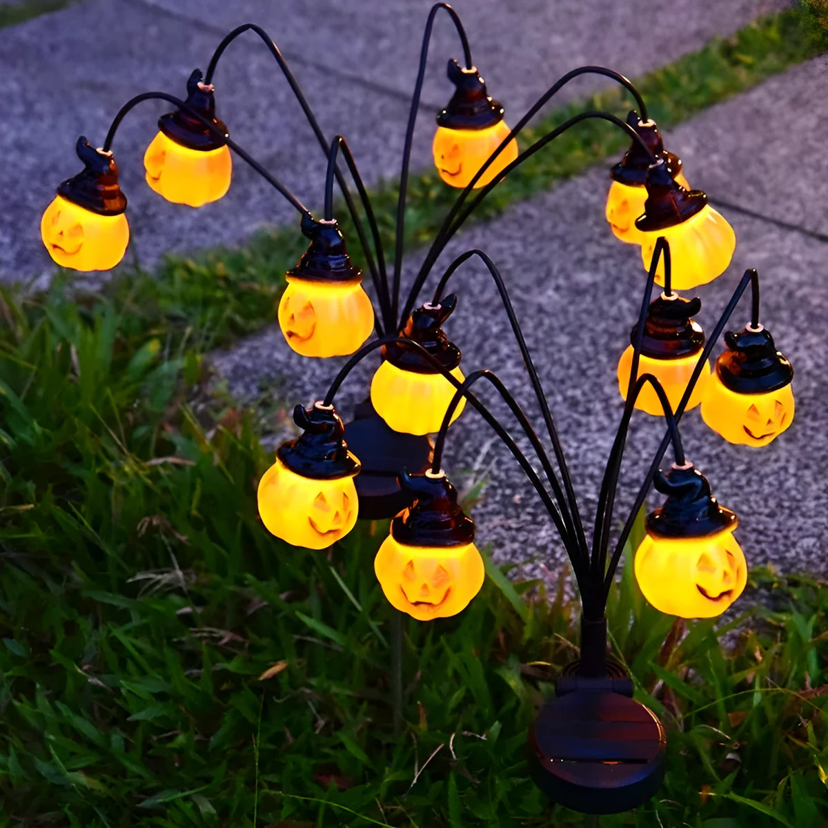 60cm solar LED outdoor lamp in pumpkin, eyeball, or skull head design with IP65 rating