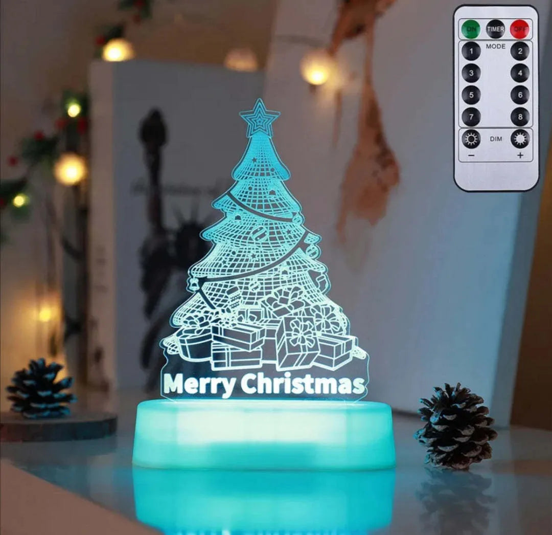 Acrylic Christmas LED night light with 3D holiday designs