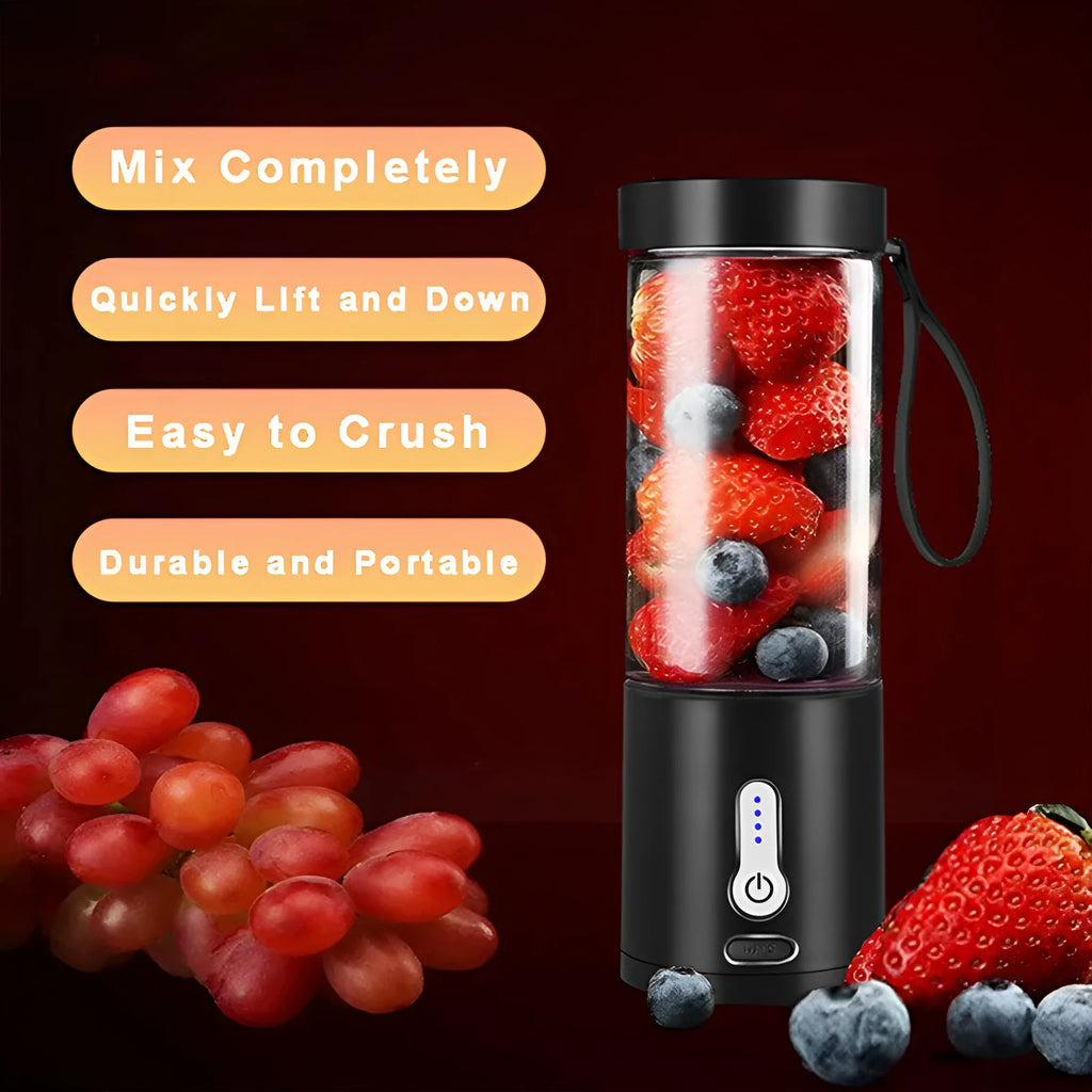 Portable rechargeable blender with 530ml cup in black, white, blue or rose red colour options