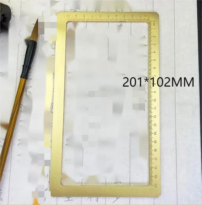 Solid brass calligraphy paper weight with engraved square design for writing stationery