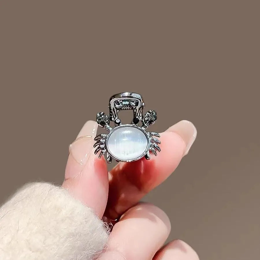 Small metal hair side clip with rhinestone chamfered square pattern Korean style electroplated finish