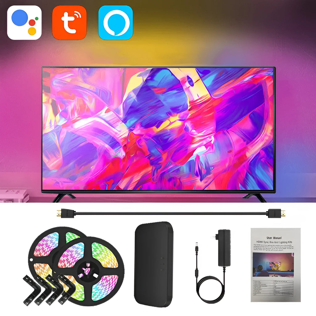 TV sync ambience light strip with 30 LED beads for television backlighting and colour synchronisation