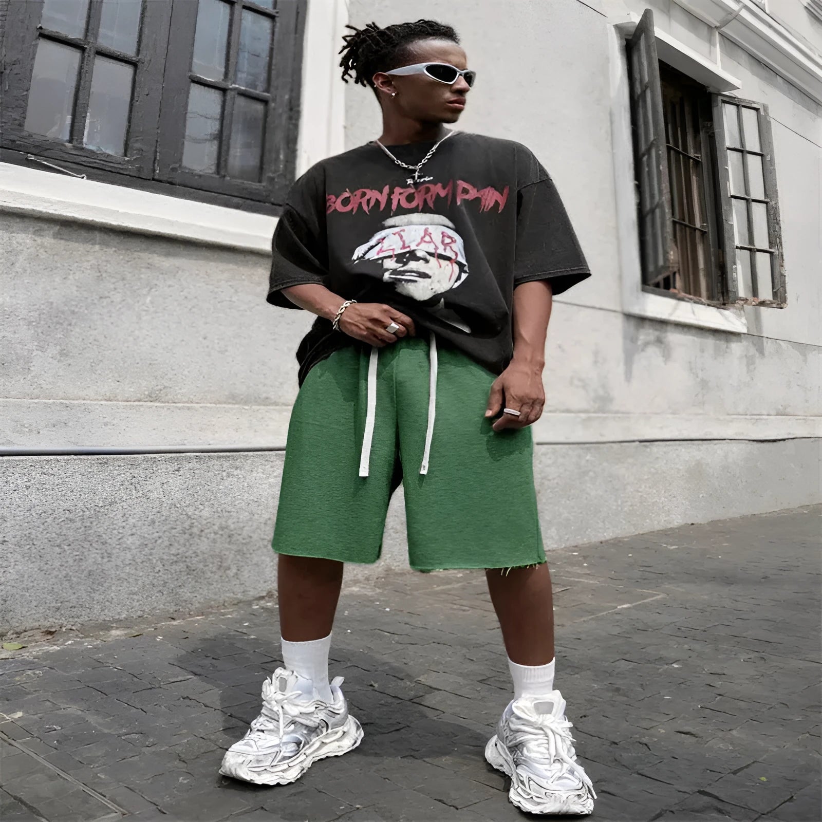 Men's straight leg trousers in plus sizes with hip-hop street style for sports wear