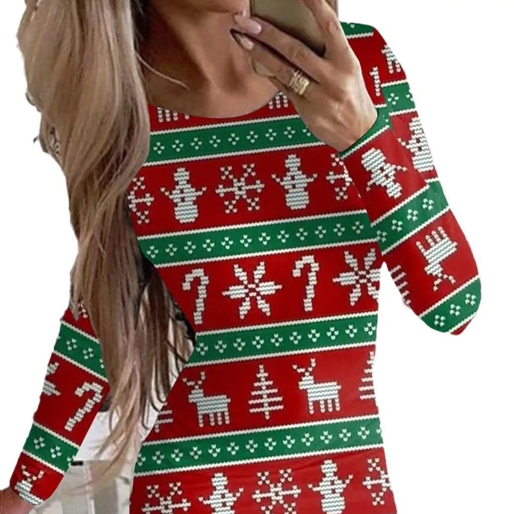 Christmas animal print narrow dress in floral colours with hip skirt and regular sleeves