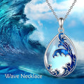Blue heart-shaped alloy pendant necklace for women showing moonstone colour finish.