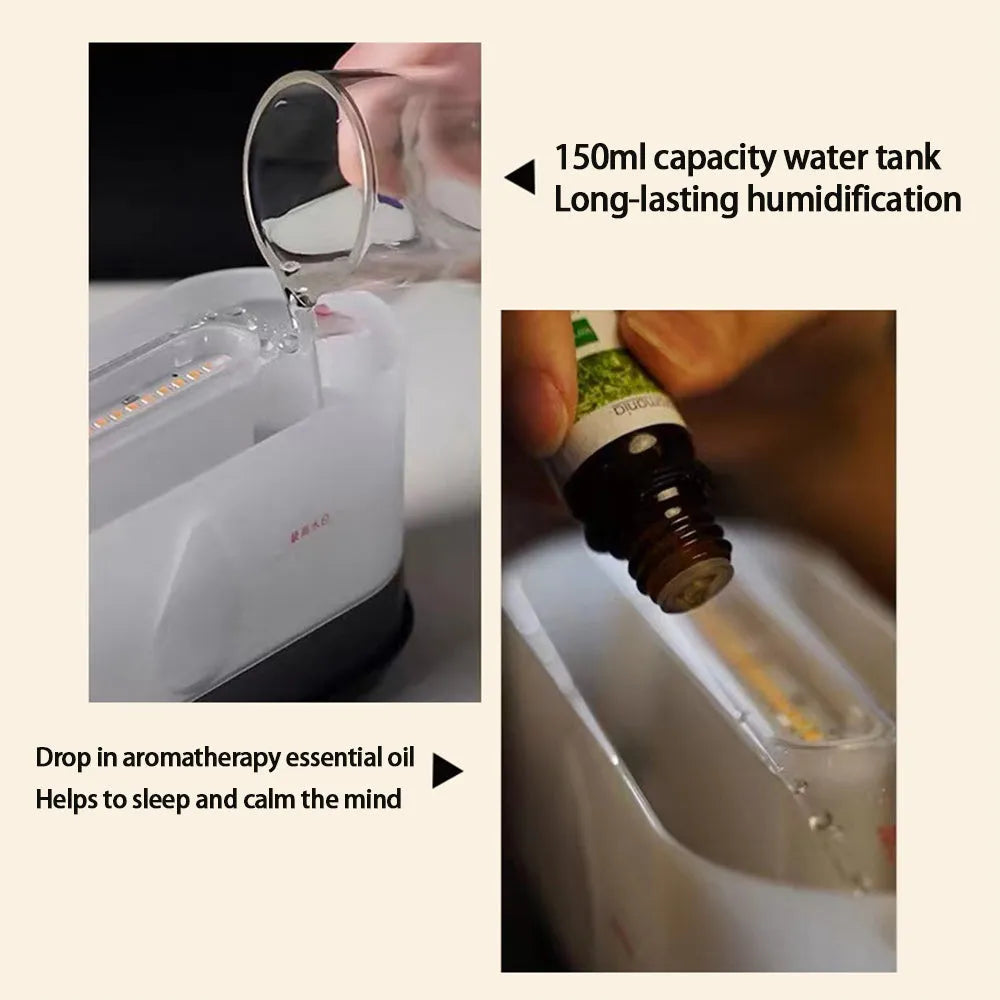 Flame humidifier with Bluetooth remote control and LED flame light effect