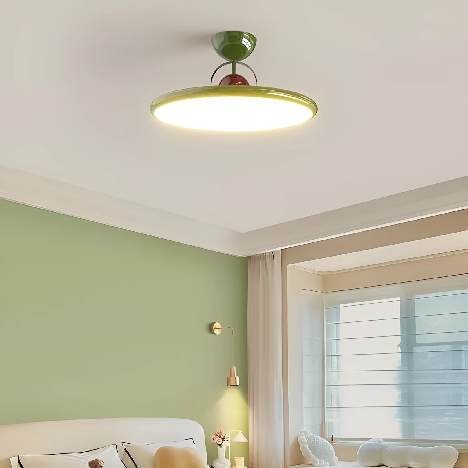 Modern Nordic style ceiling light with full spectrum eye protection technology in bedroom setting