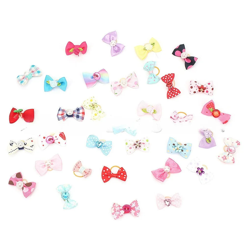 Pet Bow Ornament Accessories made of polyester, ten headbands for dogs and cats.