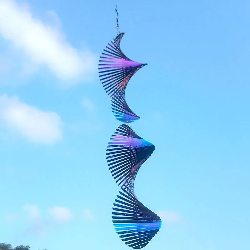 Rotating wind runner garden pendant in Silver or Colourful metal, 12.8 x 60cm Christmas outdoor decoration