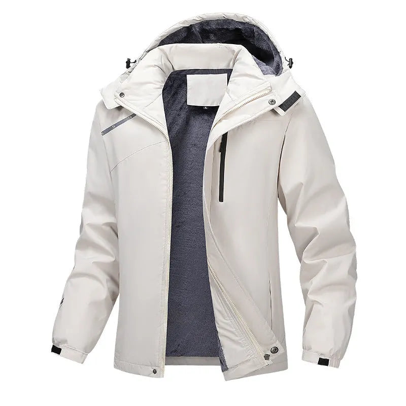 Men's loose fit plus size hooded coat in polyester, shown in army green colour