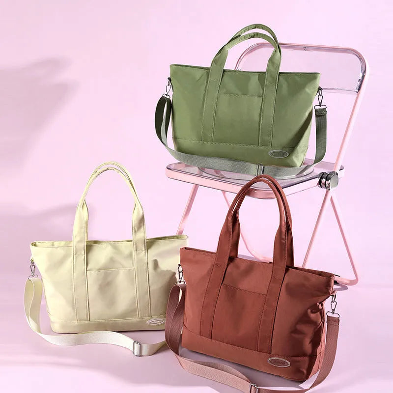 Large capacity nylon tote bag for women in casual Korean style solid colour shoulder bag 38x28x14cm