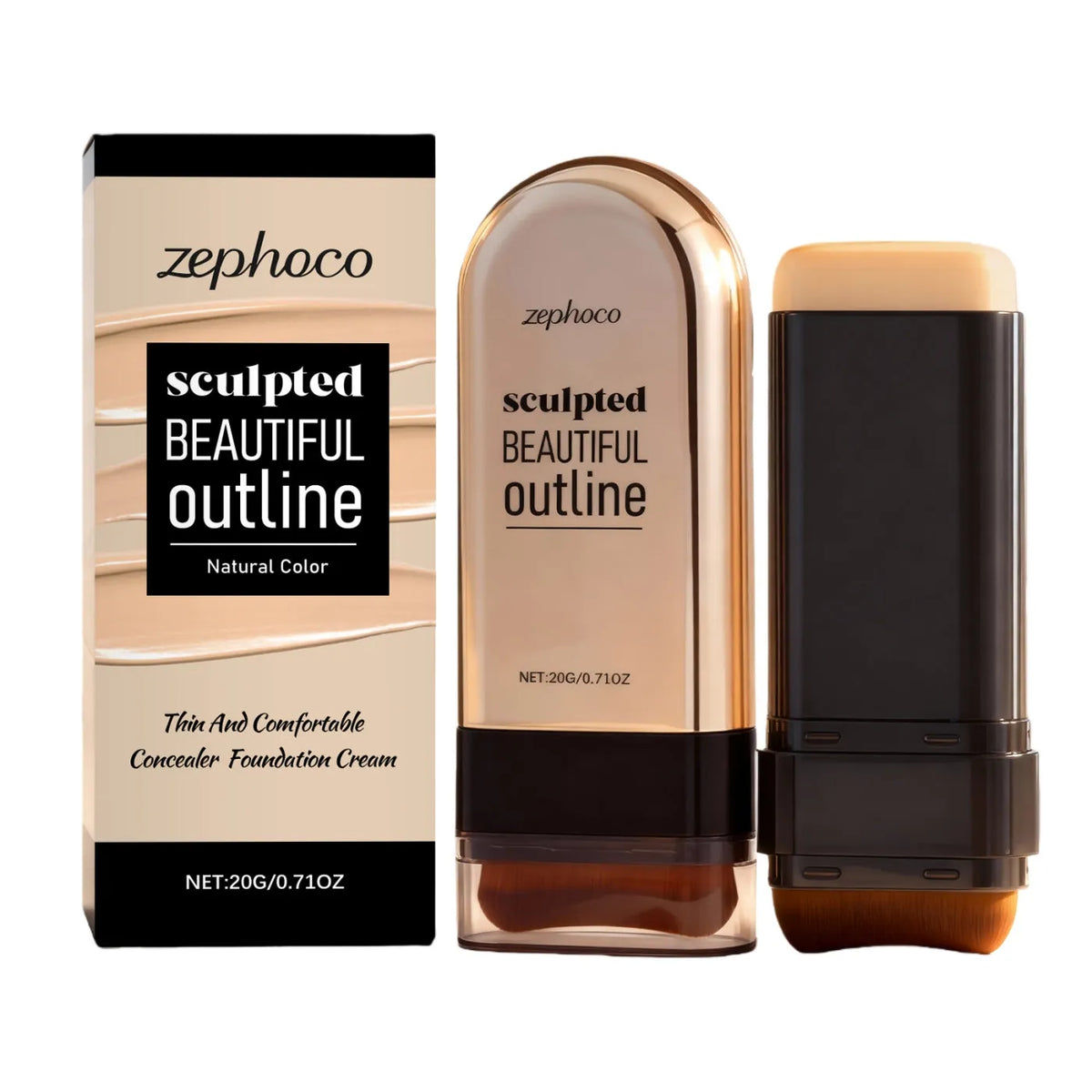 Concealer foundation stick in three shades: dark complexion, ivory white, natural colour, with beeswax and mineral oil.