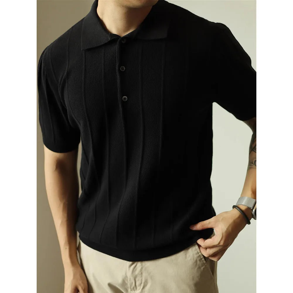 Men's loose fit solid colour T-shirt in black and white polyester fabric