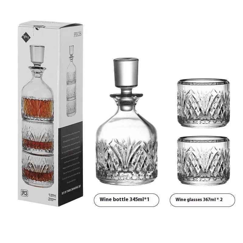 Modern simplicity clear glass whiskey cup with diamond pattern on a table, single piece