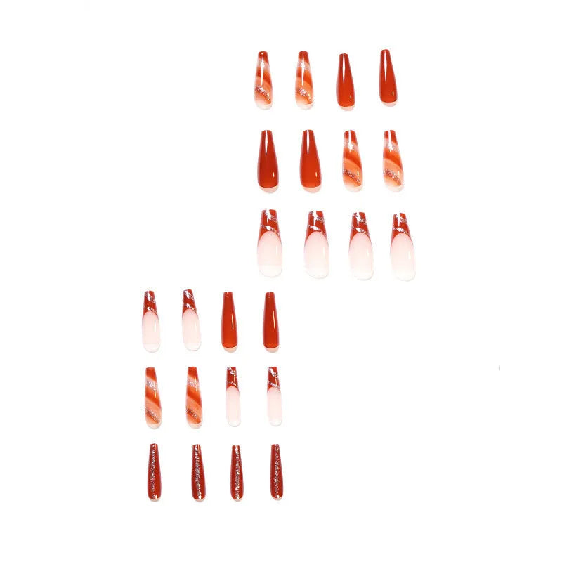 Wear Nail maple leaf red French tip press on nails 24-piece set in cardboard box