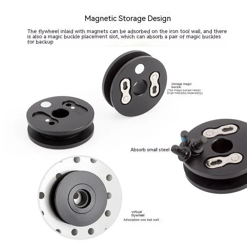 Aluminium bicycle chain holder tool for washing and tensioning, showing three version options.