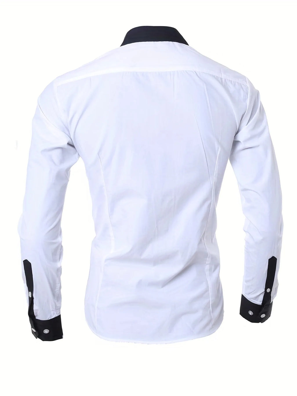Men's long-sleeved colour-blocked shirt in white with contrasting colour panels and figure-hugging cut