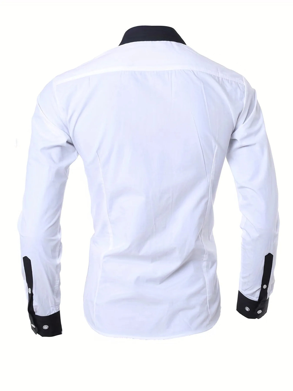 Men's long-sleeved colour-blocked shirt in white with contrasting colour panels and figure-hugging cut