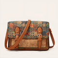 Women's printed PU crossbody bag with one shoulder strap in grass flower, green, pansy, and square print colour options.