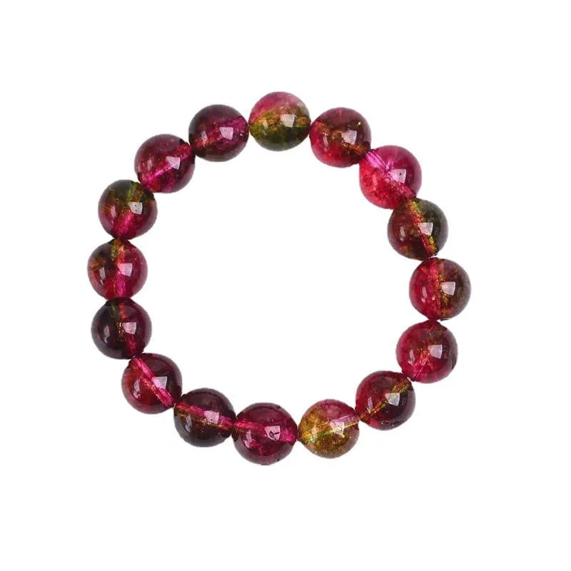 Handmade watermelon crystal bracelet showing crystal beads in pastoral casual style