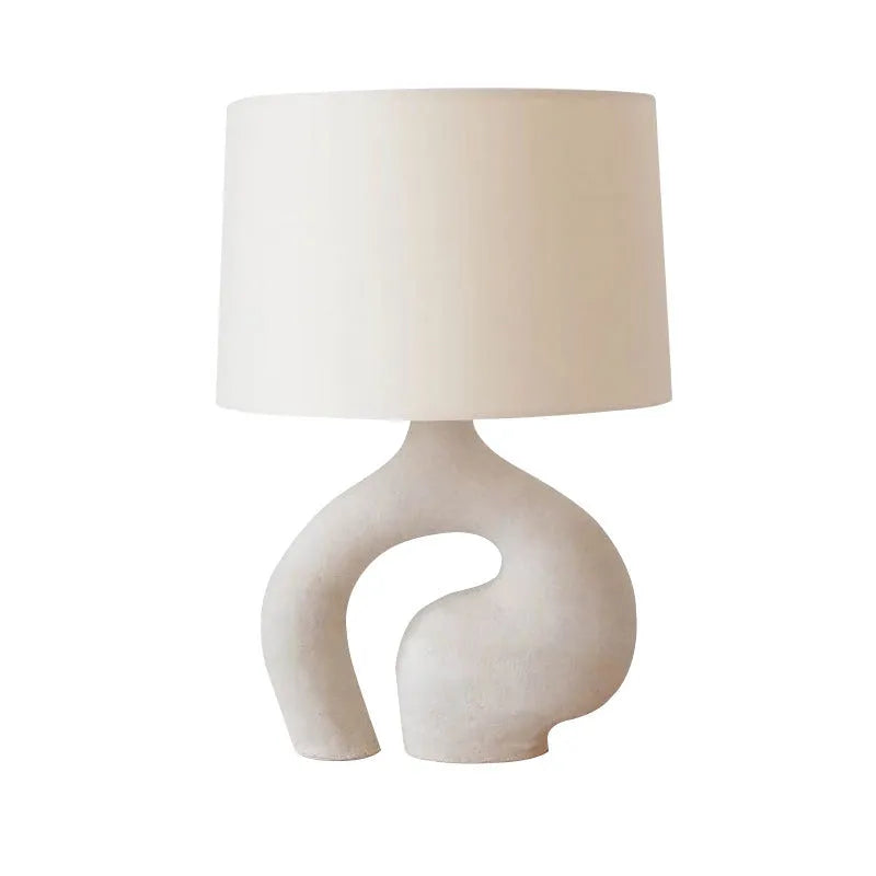 Modern minimalist Nordic table lamp with resin base, cloth cover and 30x45cm size for living room or bedside