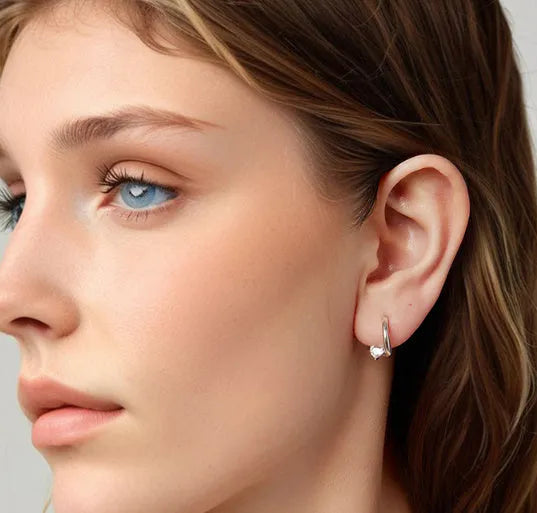 925 silver love heart ear clip with polished finish and interwoven design