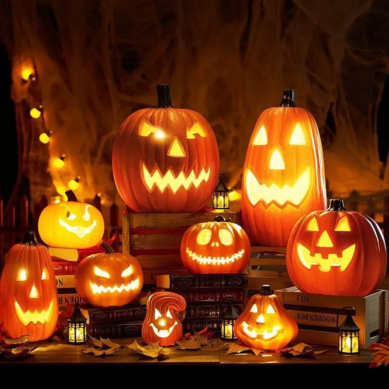 Hollow-out plastic pumpkin lamp prop in European style, 30x28x26cm, for Halloween or Easter decoration