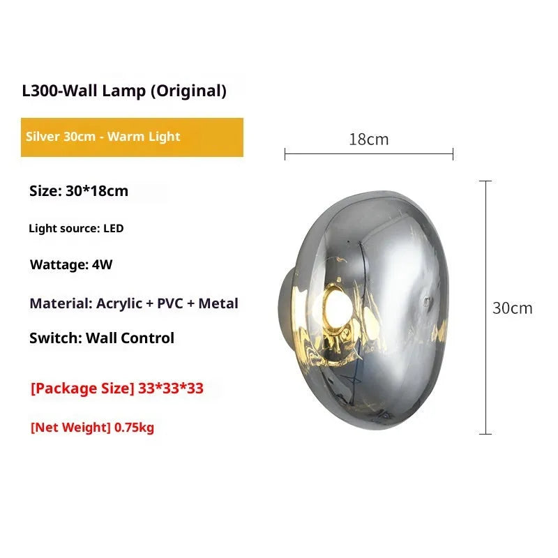 Modern creative staircase bar lava wall lamp with acrylic lampshade in gold colour 30CMx18CM