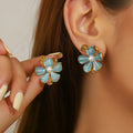 Flower pearl light luxury earrings for women in ER1297 colour with alloy build and electroplated finish