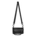 Oxford cloth messenger crossbody bag in black colour with chain detail and waterproof construction
