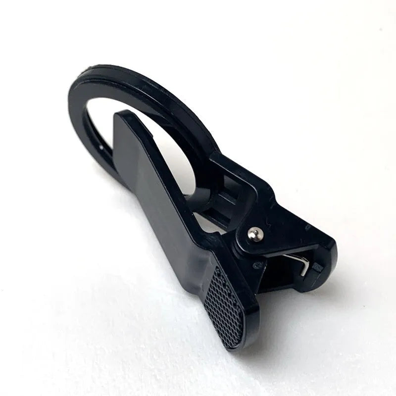 37mm universal clip phone lens filter adapter with golden or black spiral teeth and large hole for screw-on filters.