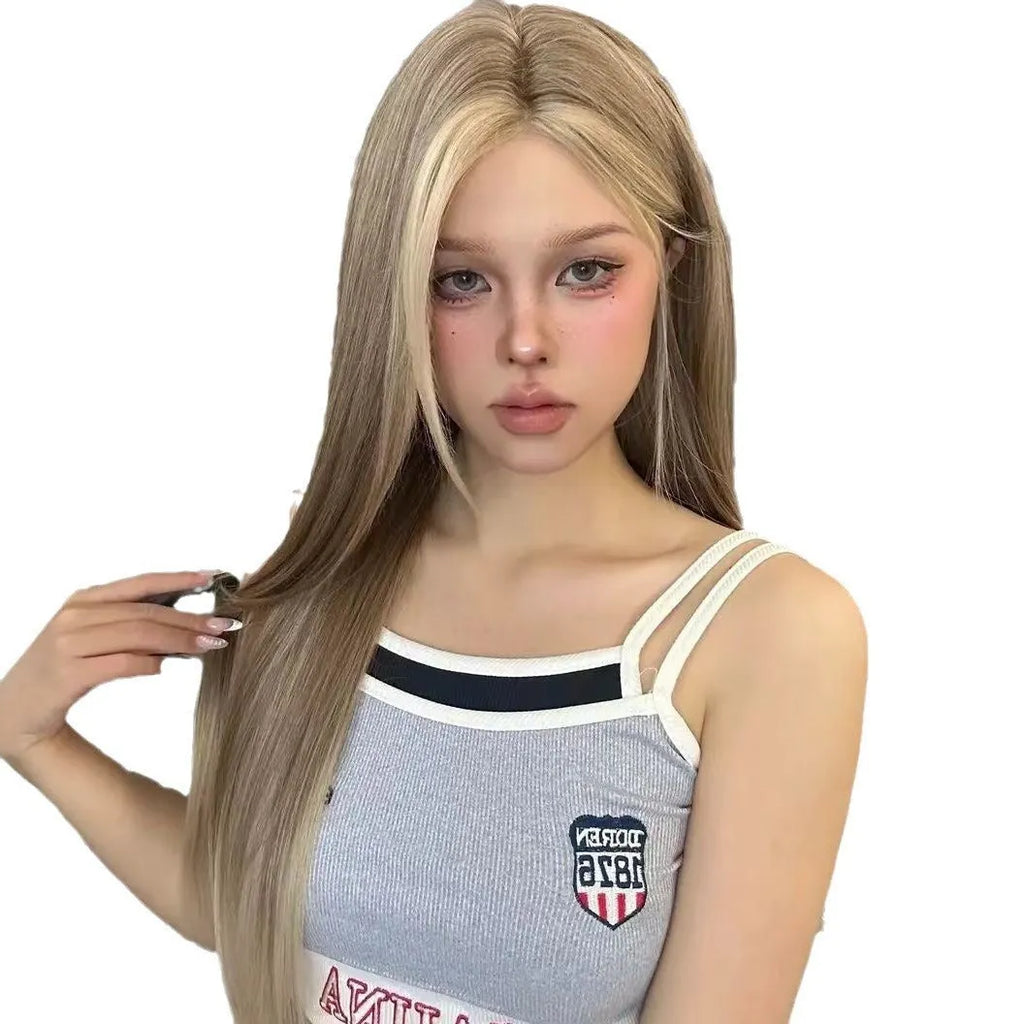 Golden brown gradient lace front wig for women with centre parting and full head coverage