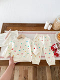 Cotton baby two-piece suit with coloured loving heart top and trousers for 73-110cm toddlers