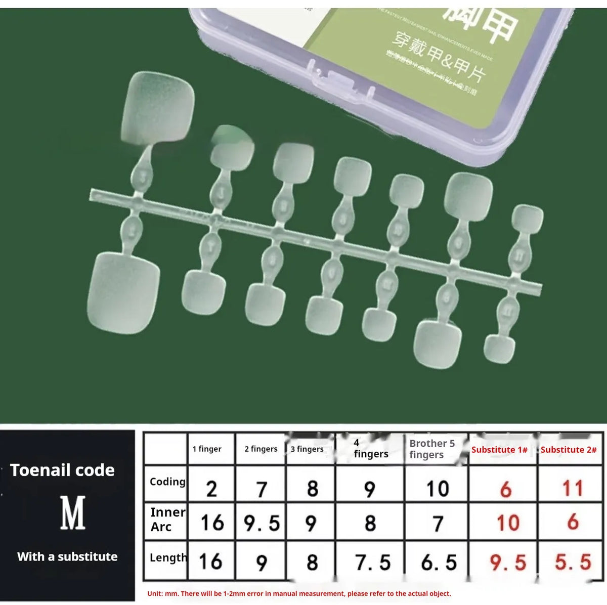 36 piece handmade Maillard smile toe nail stickers in S M L sizes, colourful summer toenail design B219