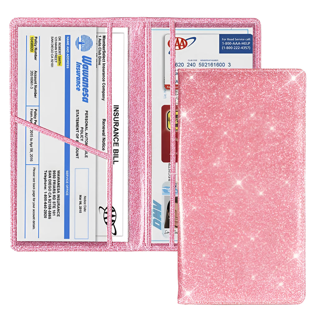 PU leather car document holder for insurance policies and registration certificates in multiple colour options