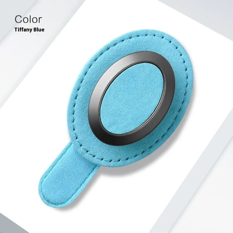 Suede car glasses clip, 11x5cm, attached to sun visor, available in six colours without logo