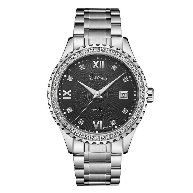 Fashionmonger men's automatic mechanical watch with a gold case and black dial, showing luminous hands.