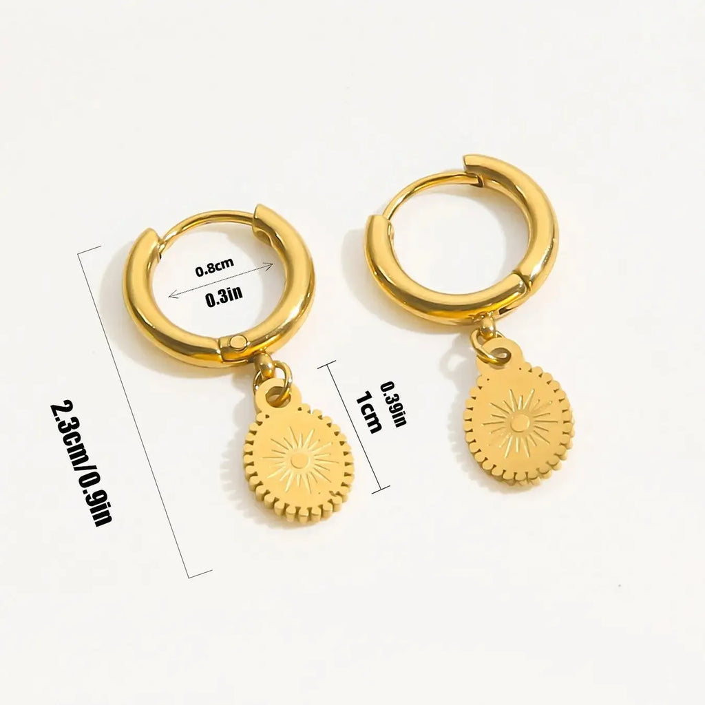 Stainless steel ellipse earrings with ear button fastening, colour XY-EH005.
