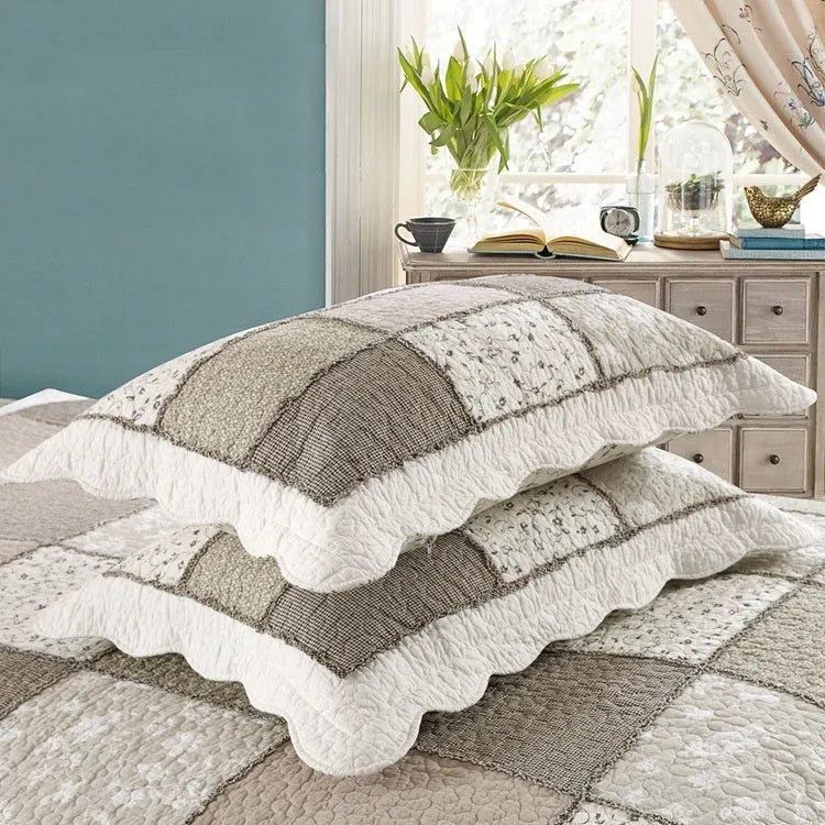 Pure cotton quilted bedspread set with 230×250cm bed cover and two 50×70cm pillowcases in Korean style design