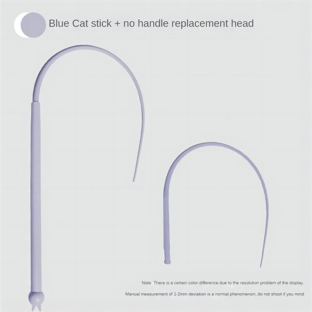 Simulated mouse tail cat toy with long flexible silicone tail and cat head design