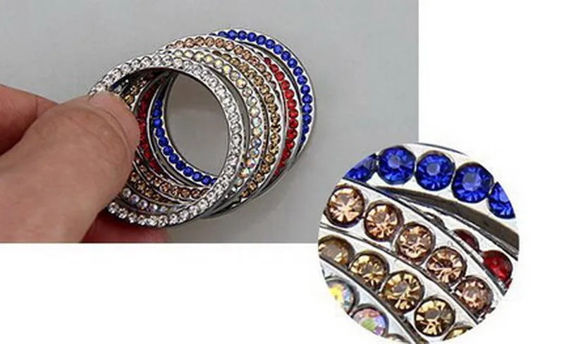 Diamond pattern 3D sticker car ignition ring decoration in silver