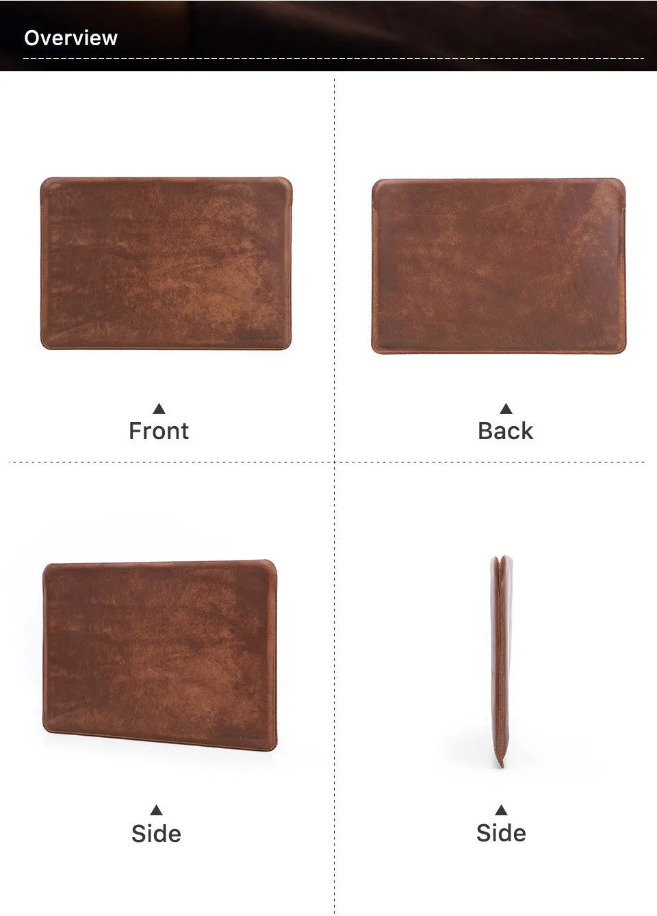 Brown Crazy Horse leather laptop bag for MacBook Pro 13.3, horizontal style