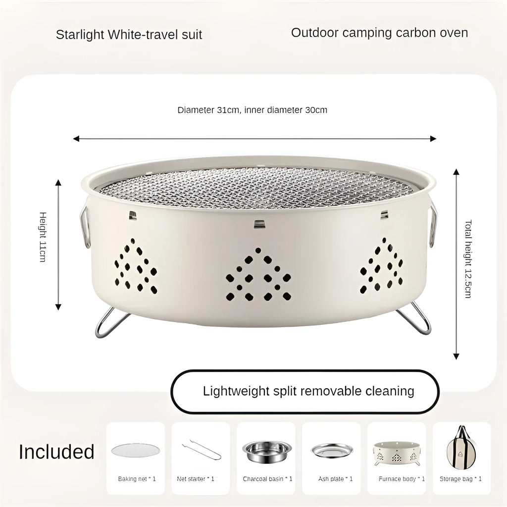 Portable stainless steel barbecue grill with detachable design for outdoor camping and picnics
