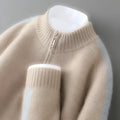 Sheep wool half-zip pullover sweater in slim fit shown in grey colour.